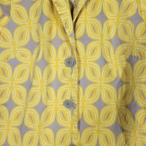 Coldwater Creek Women's La Playa Yellow Floral Short Sleeve Jacket Size 16 - Picture 6 of 16